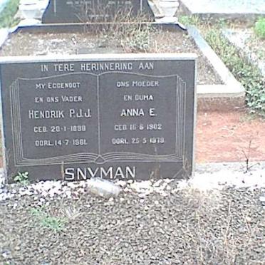 SNYMAN Hendrik P.J.J. 1898-1961 &amp; Anna E. 1902-1978
