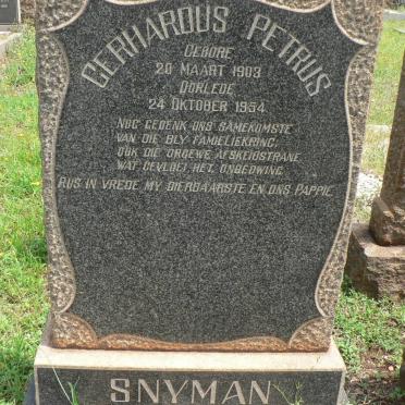 SNYMAN Gerhardus Petrus 1903-1954
