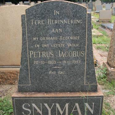 SNYMAN Petrus Jacobus 1903-1957