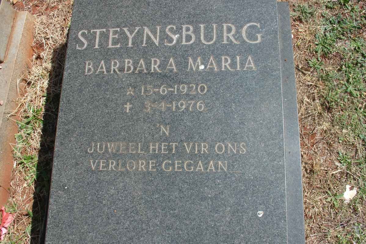 STEYNSBURG Barbara Maria 1920-1976