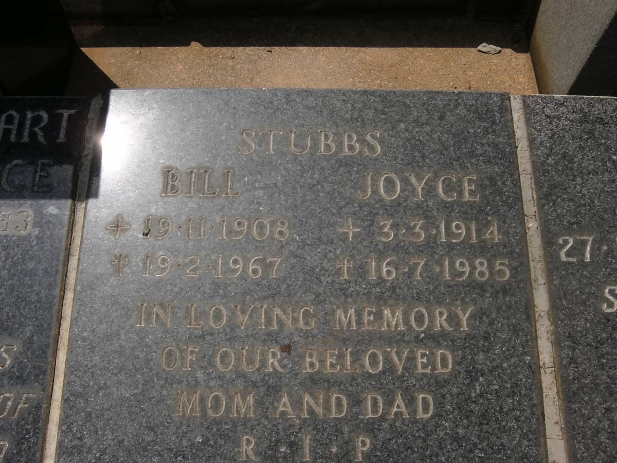 STUBBS Bill 1908-1967 &amp; Joyce 1914-1985