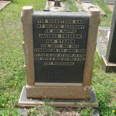 STADEN Jacobus Frederik, van 1912-1950