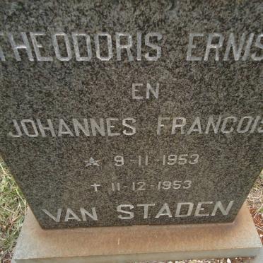 STADEN Theodoris Ernst, van 1953-1953 :: VAN STADEN Johannes Francois 1953-1953
