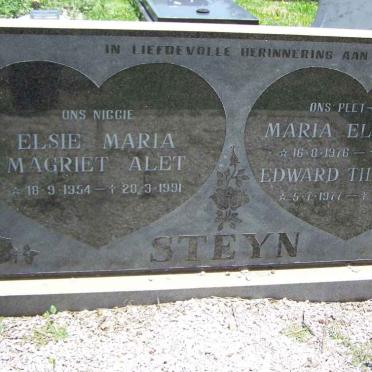 STEYN Elsie Maria Magriet Alet 1954-1991 :: Maria Elizabeth 1976-1991 :: Edward Theooplus 1977-1991