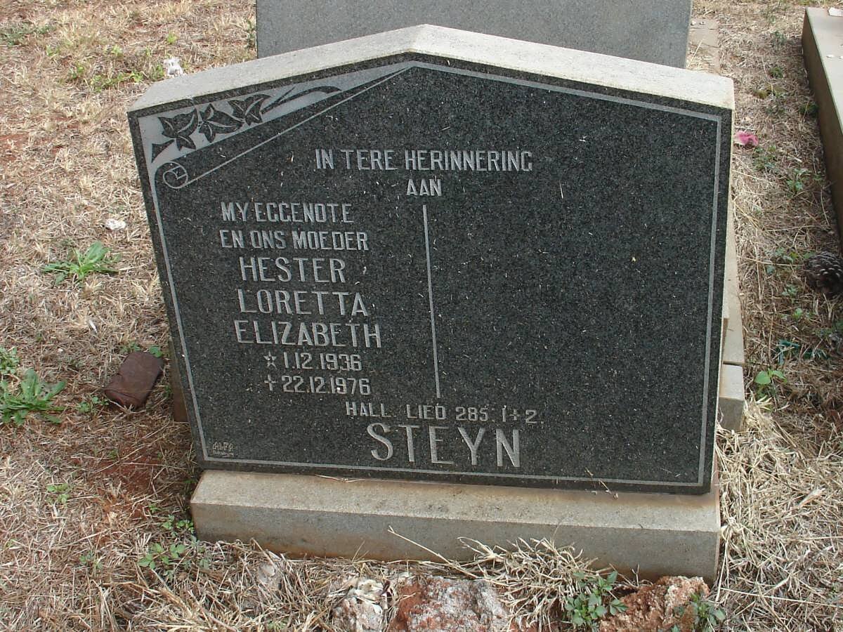 STEYN Hester Loretta Elizabeth 1936-1976