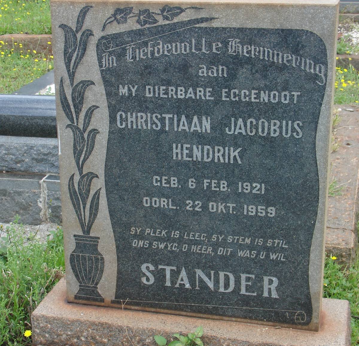 STANDER Christiaan Jacobus Hendrik 1921-1959