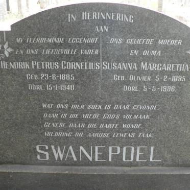 SWANEPOEL Hendrik Petrus Cornelius 1885-1948 &amp; Susanna Margaretha A. OLIVIER 1895-1986