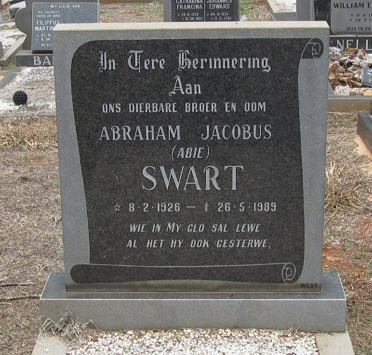 SWART Abraham Jacobus 1926-1989
