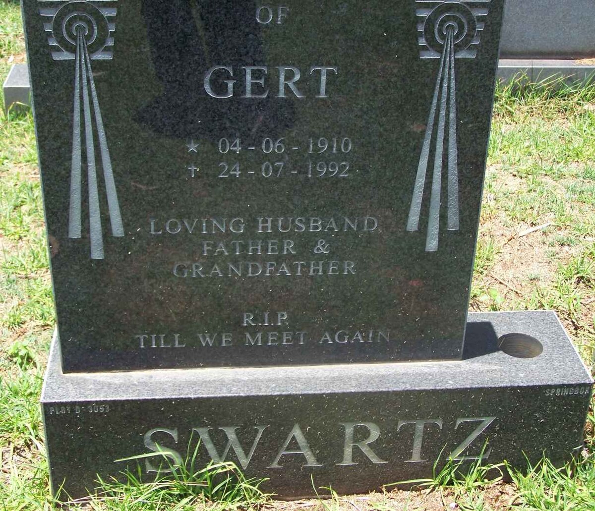 SWARTZ Gert 1910-1992