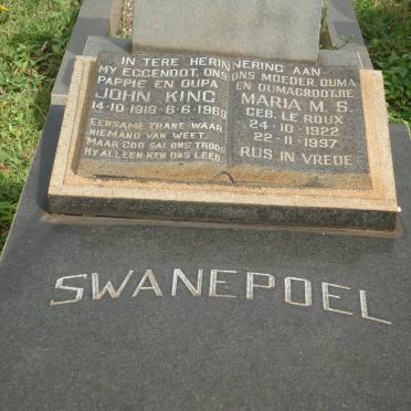 SWANEPOEL John King 1918-1969 &amp; Maria M.S. LE ROUX 1922-1997