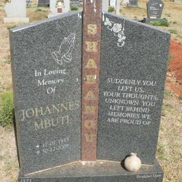 SHABANGU Johannes Mbuti 1935-2009
