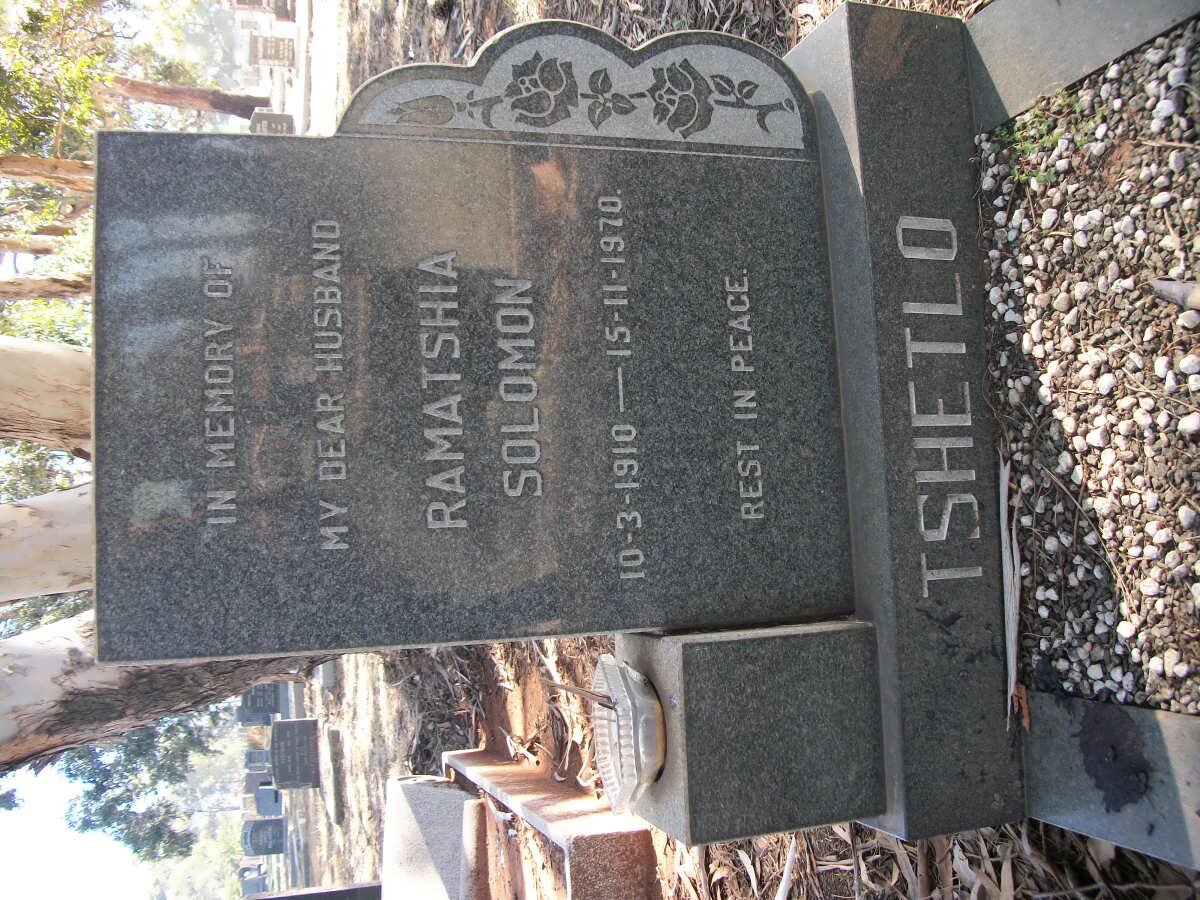 TSHETLO Ramatshia Solomon 1910-1970