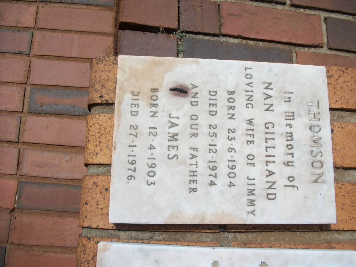 THOMSON James 1903-1976 &amp; Nan Gilliland 1904-1974