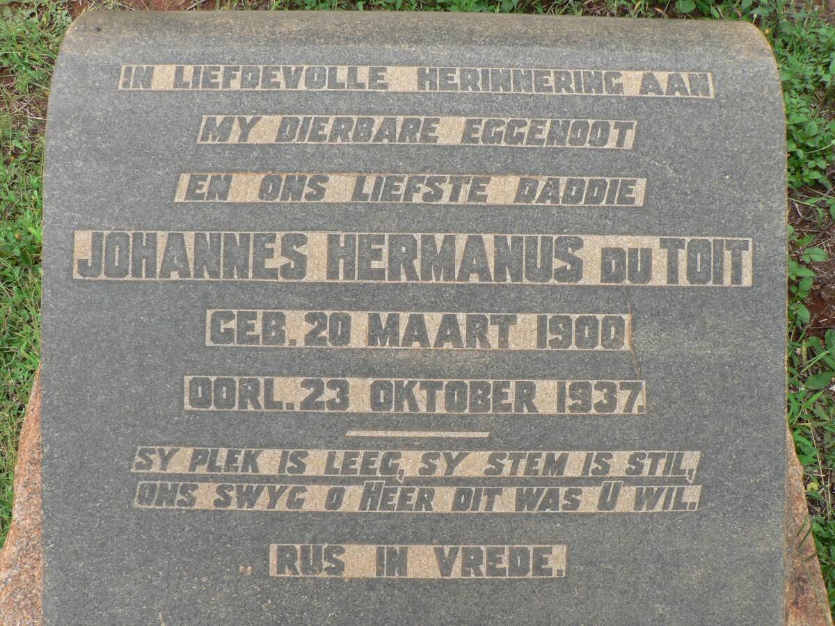 TOIT Johannes Hermanus, du 1900-1937
