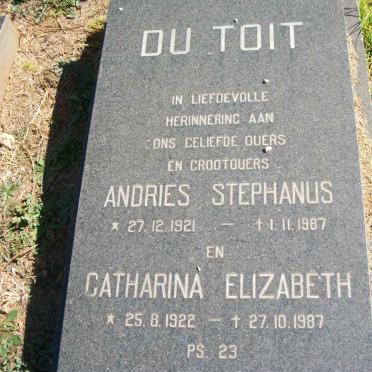 TOIT Andries Stephanus, du 1921-1987 &amp; Catharina Elizabeth 1922-1987