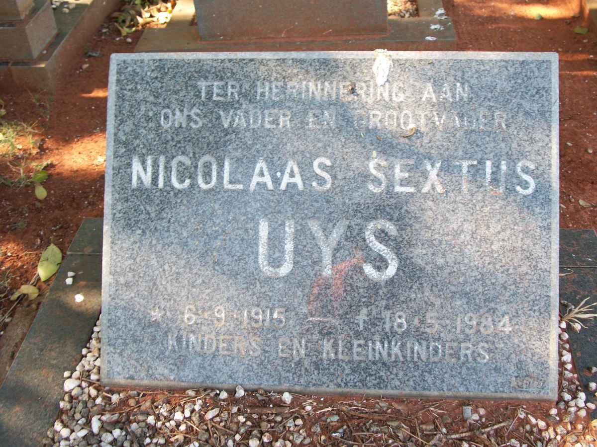 UYS Nicolaas Sextus 1915-1984