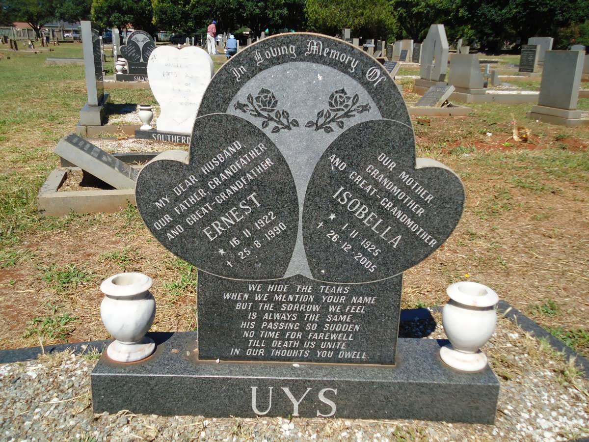 UYS Ernest 1922-1990 &amp; Isobella 1925-2005