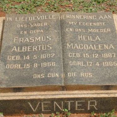 VENTER Erasmus Albertus 1882-1966 &amp; Heila Magdalena 1887-1965