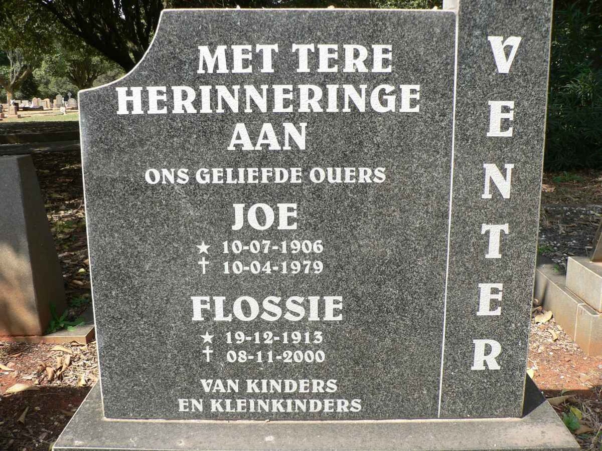 VENTER Joe 1906-1979 &amp; Flossie 1913-2000