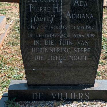 VILLIERS Abraham Pierre H., de 1908-1977 &amp; Ada Adriana 1917-1999