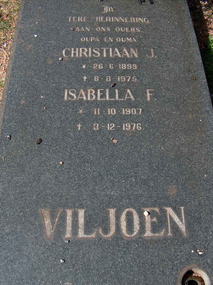 VILJOEN Christiaan J. 1899-1975 &amp; Isabella F. 1907-1976