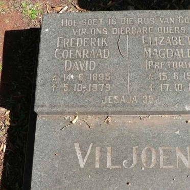 VILJOEN Frederik Coenraad David 1895-1979 &amp; Elizabeth Magdalena PRETORIUS 1903-1971