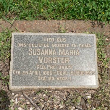 VORSTER Susanna Maria nee PRETORIUS 1886-1955