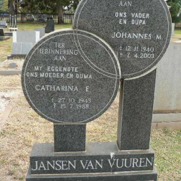 VUUREN Johannes M., Jansen van 1940-2003 &amp; Catharina E. 1943-1988