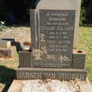 VUUREN Richard Benjamin, Jansen van 1916-1971 &amp; Anna Jacoba 1918-1999