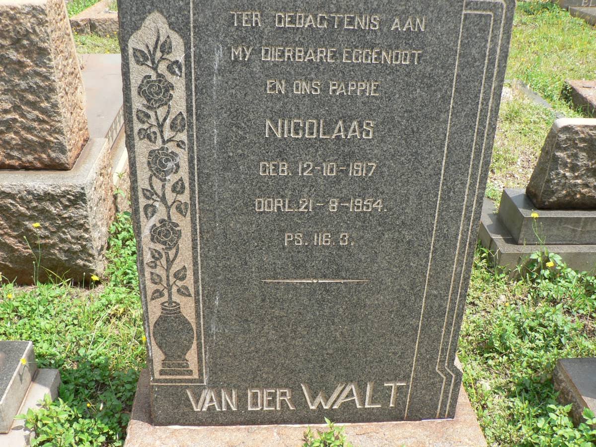 WALT Nicolaas, van der 1917-1954