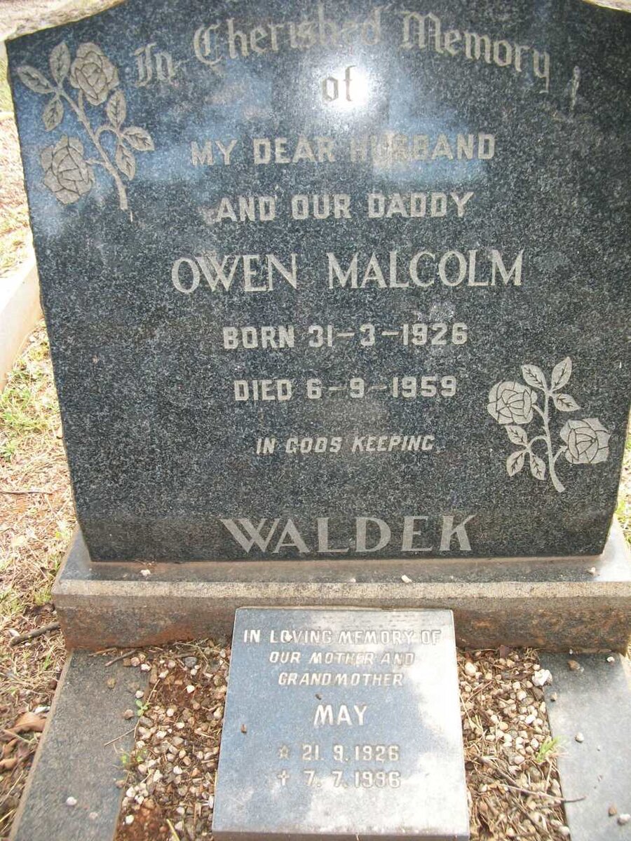 WALDEK Owen Malcolm 1926-1959 &amp; May 1926-1996
