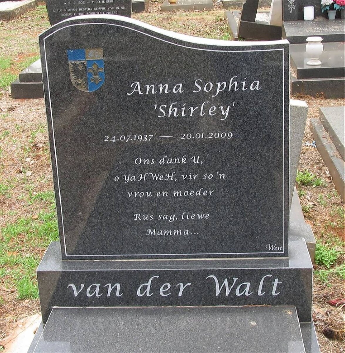 WALT Anna Sophia, van der 1937-2009