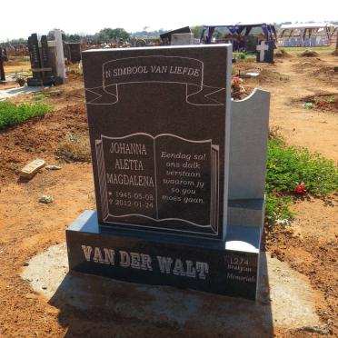 WALT Johanna Aletta Magdalena, van der 1945-2012