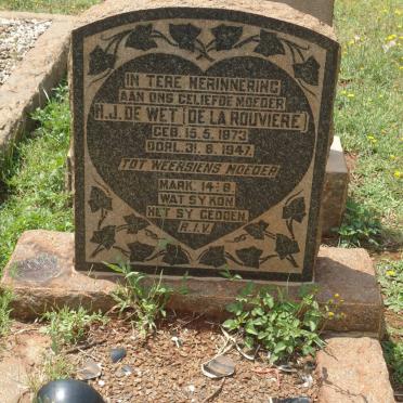 WET H.J., de nee DE LA ROUVIERE 1873-1947