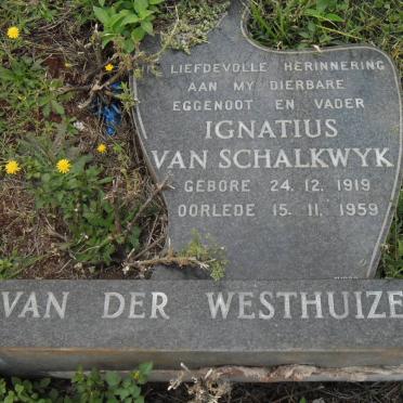 WESTHUIZEN Ignatius van Schalkwyk, van der 1919-1959