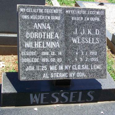 WESSELS J.J.K.D. 1912-1995 &amp; Anna Dorothea Wilhelmina 1916-1991