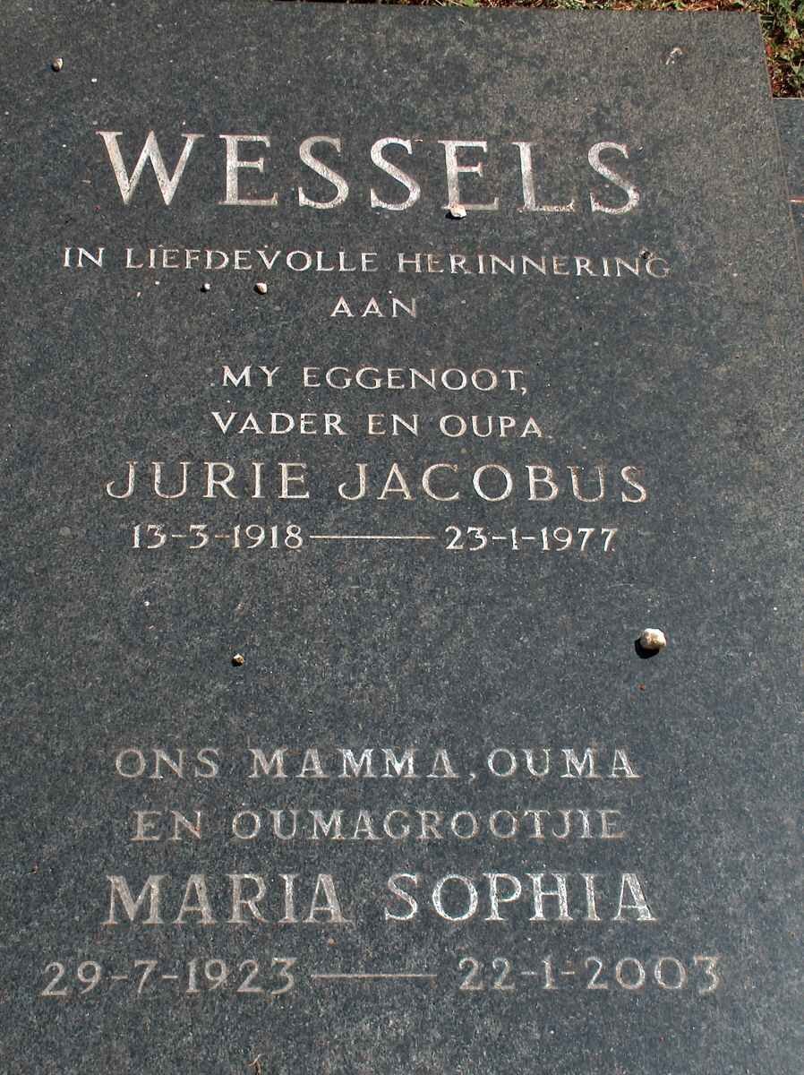 WESSELS Jurie Jacobus 1918-1977 &amp; Maria Sophia 1923-2003