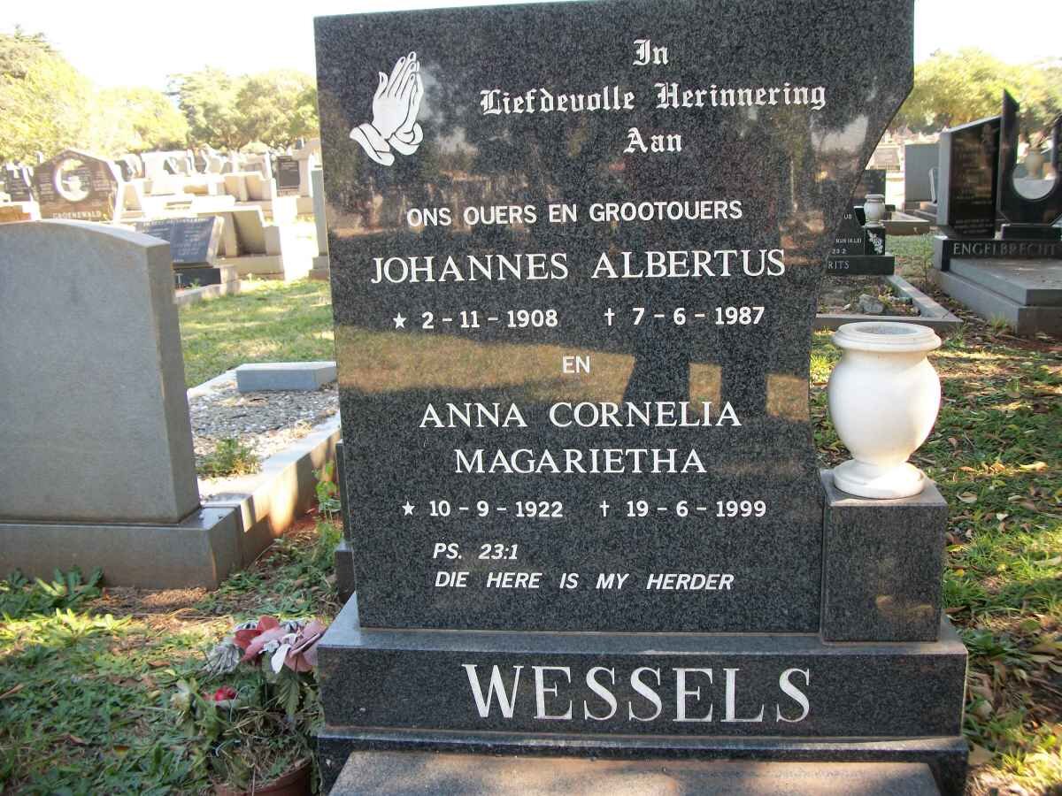 WESSELS Johannes Albertus 1908-1987 &amp; Anna Cornelia Magrietha 1922-1999