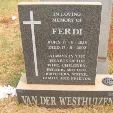 WESTHUIZEN Ferdi, van der 1958-2002