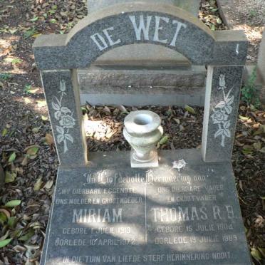 WET Thomas R.B., de 1904-1989 &amp; Miriam 1913-1972
