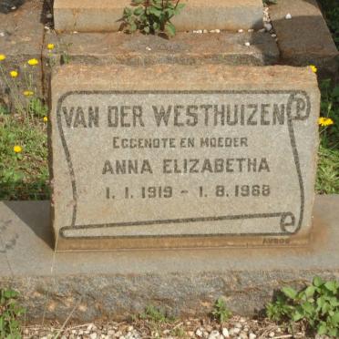 WESTHUIZEN Anna Elizabetha, van der 1919-1968
