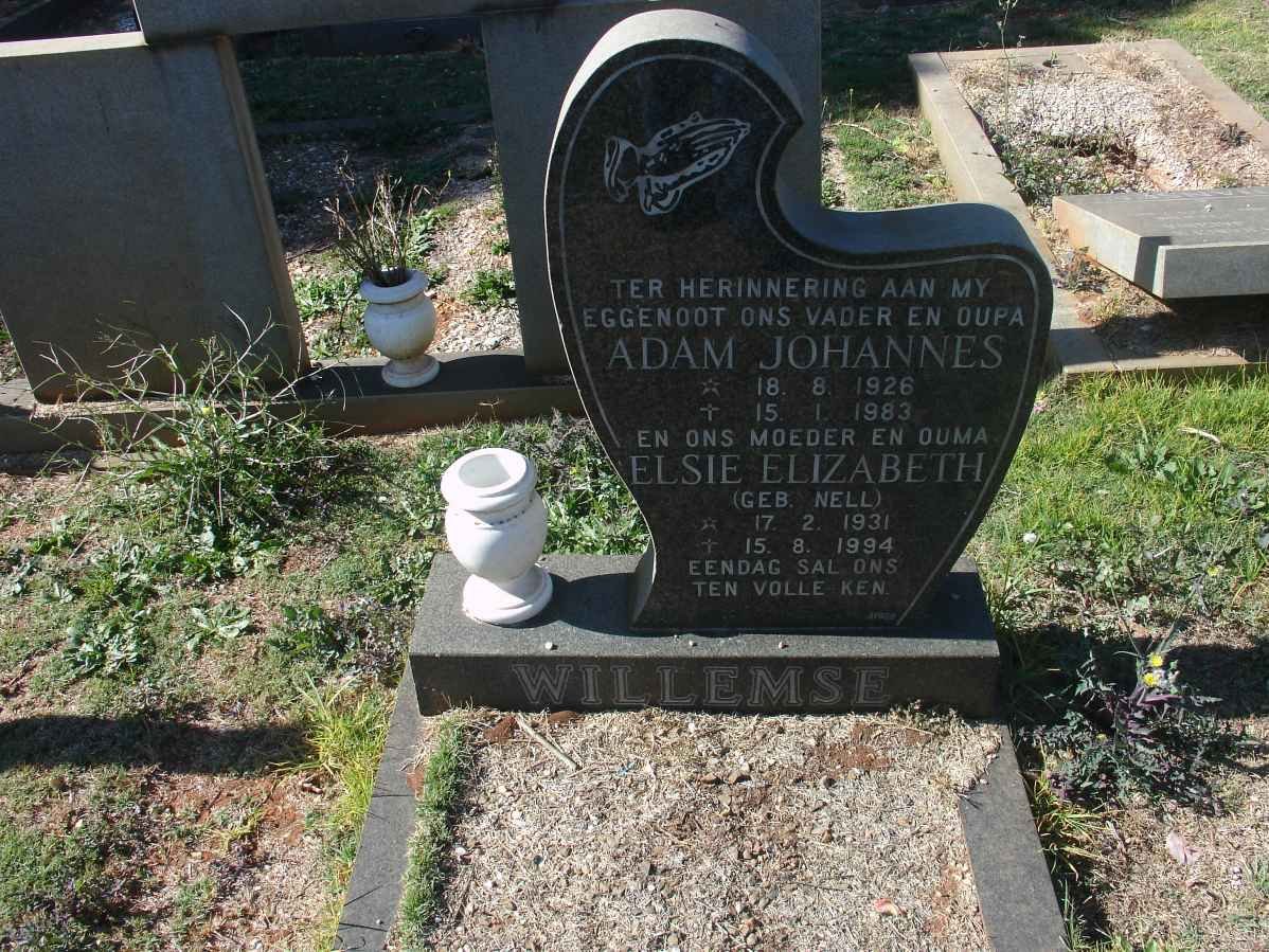 WILLEMSE Adam Johannes 1926-1983 &amp; Elsie Elizabeth NELL 1931-1994