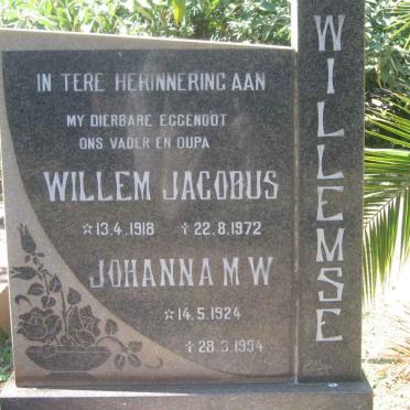 WILLEMSE Willem Jacobus 1918-1972 &amp; Johanna M.W. 1924-1994