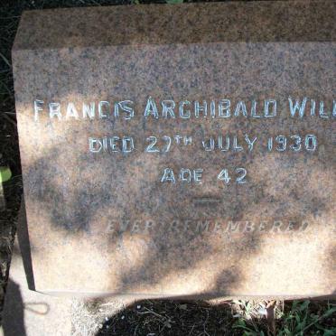 WILLEY Francis Archibald -1930