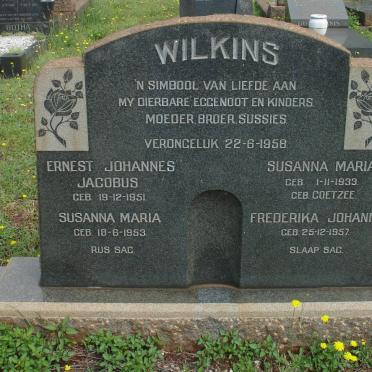WILKINS Susanna Maria nee COETZEE 1933-1958 :: WILKENS Ernest Johannes Jacobus 1951-1958 :: WILKINS Susanna Maria 1953-1958 