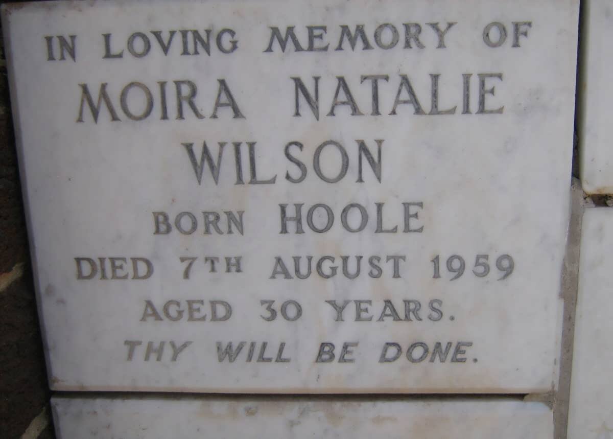 WILSON Moira Natalie nee HOOLE -1959