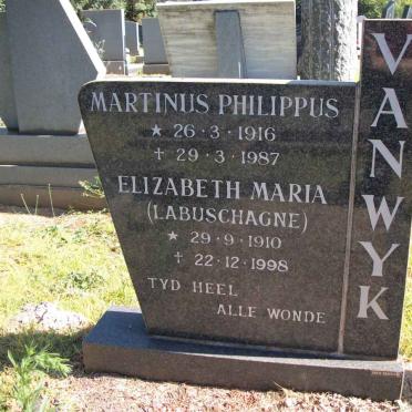 WYK Martinus Philippus, van 1916-1987 &amp; Elizabeth Maria LABUSCHAGNE 1910-1998