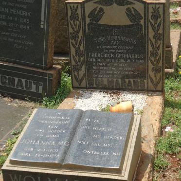 WOLMARANS Frederick Gerhardus 1896-1949 &amp; Johanna M.G. 1903-1974 