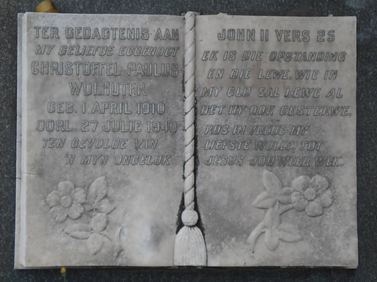 WOLHUTER Christoffel Paulus 1910-1940