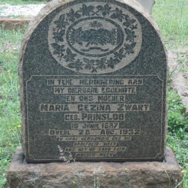 ZWART Maria Gezina nee PRINSLOO 1887-1932